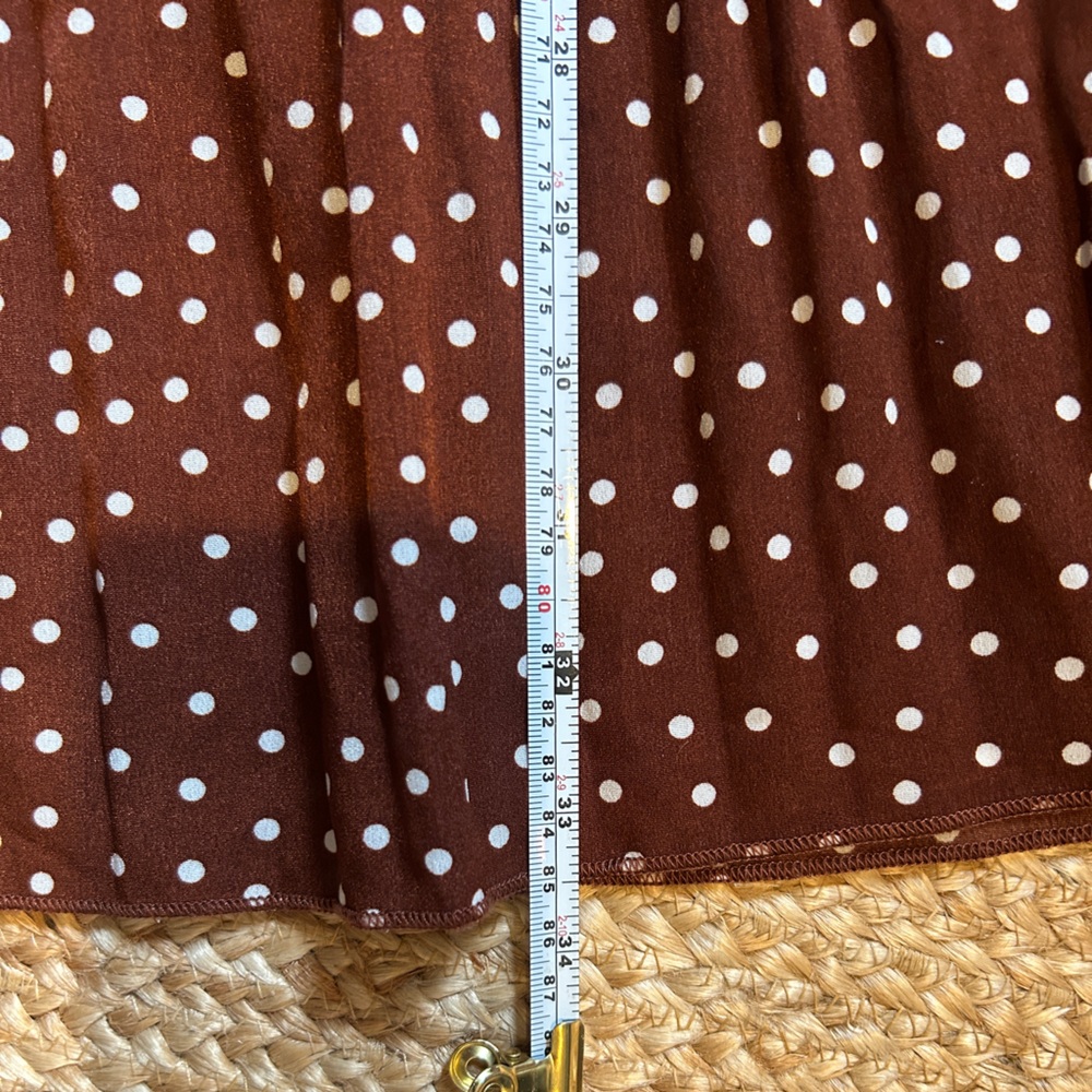 Brown Polka Dot Pleated Skirt - Picture 6 of 10